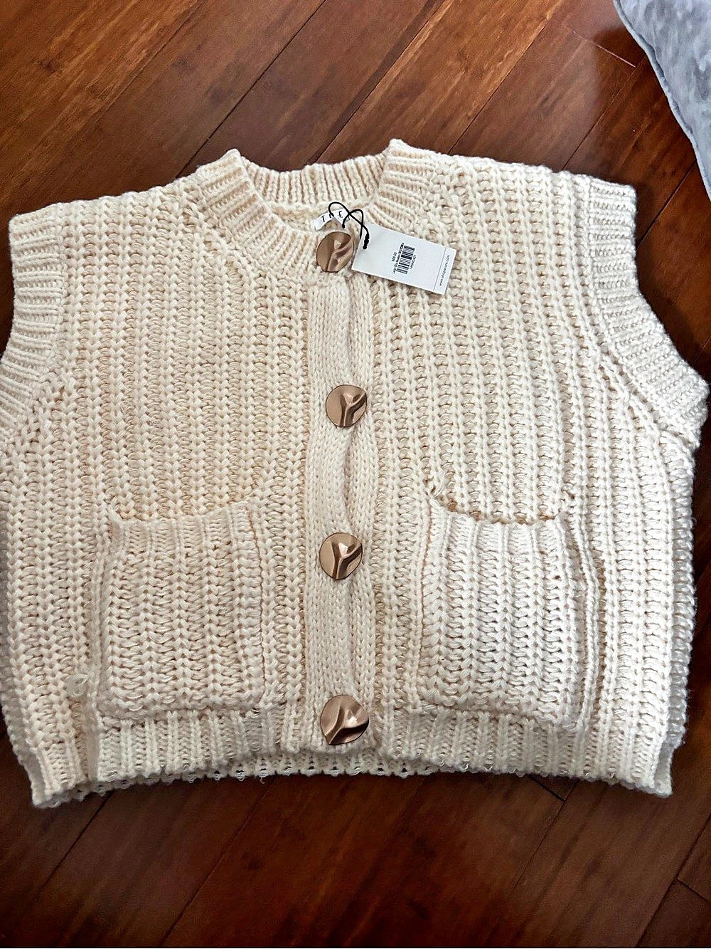 Cider Cream Knit Button-Front Vest Size Large NWT